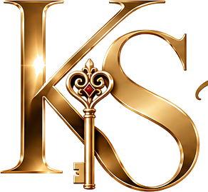 Key Signature Services metallic-gold KS heart-key monogram