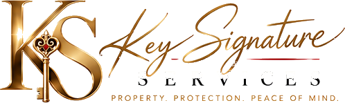 Key Signature Services metallic-gold heart-key logo